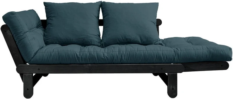 Canapé en bois noir convertible 2 places bleu petrol Beat - Karup Design