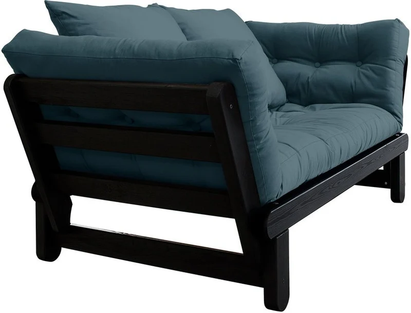 Canapé en bois noir convertible 2 places bleu petrol Beat - Karup Design