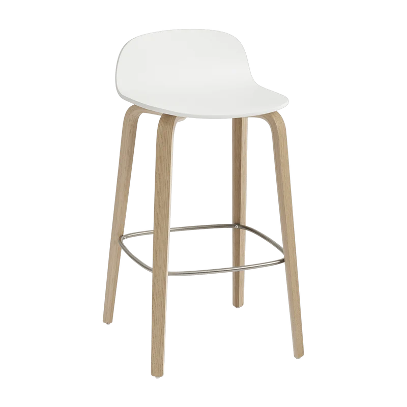 Chaise de bar 65 cm blanc et chêne naturel Visu - Muuto