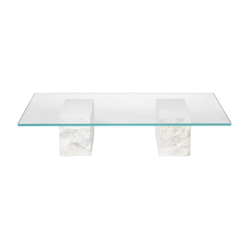 Table basse en marbre et verre Bianco Curia - Ferm Living