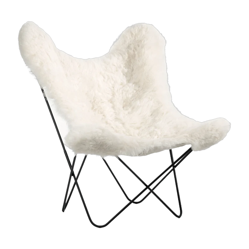 Fauteuil blanc avec structure en acier noir Islandais AA - Airborne