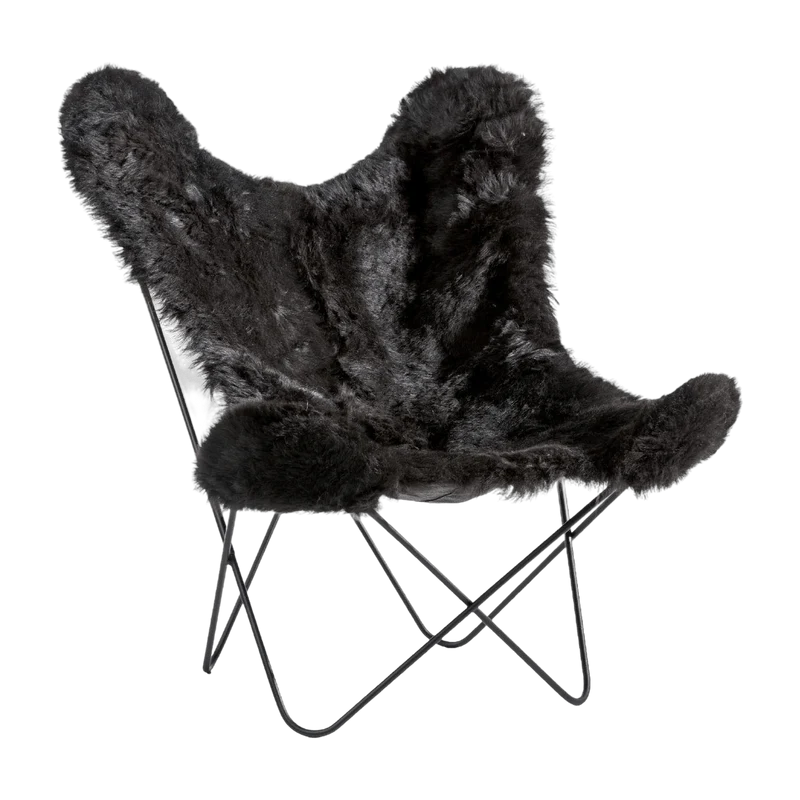 Fauteuil noir avec structure en acier noir Islandais AA - Airborne