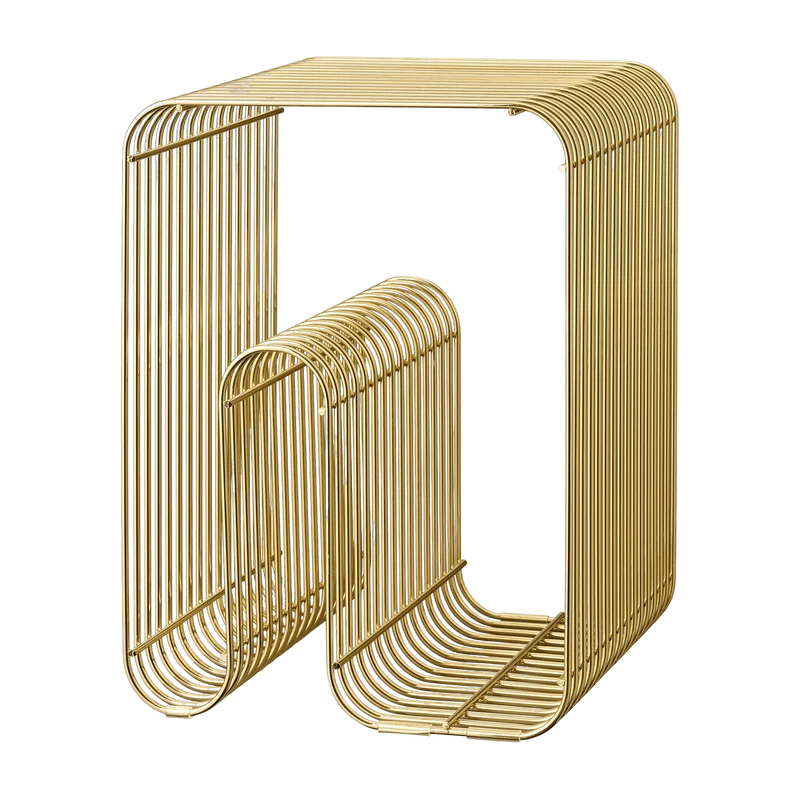 Tabouret et rangement magazine doré 32 cm Curva - AYTM