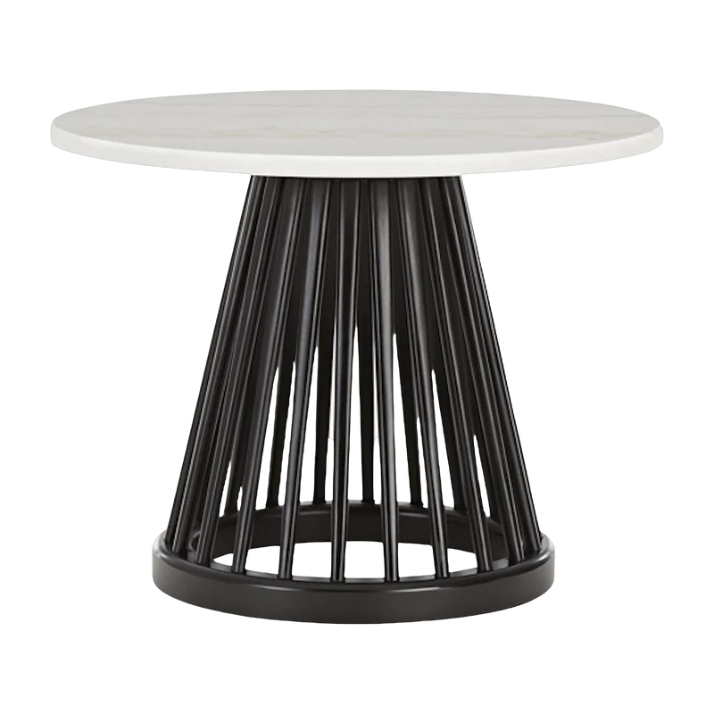 Table basse en marbre blanc et bois de bouleau noir Fan - Tom Dixon
