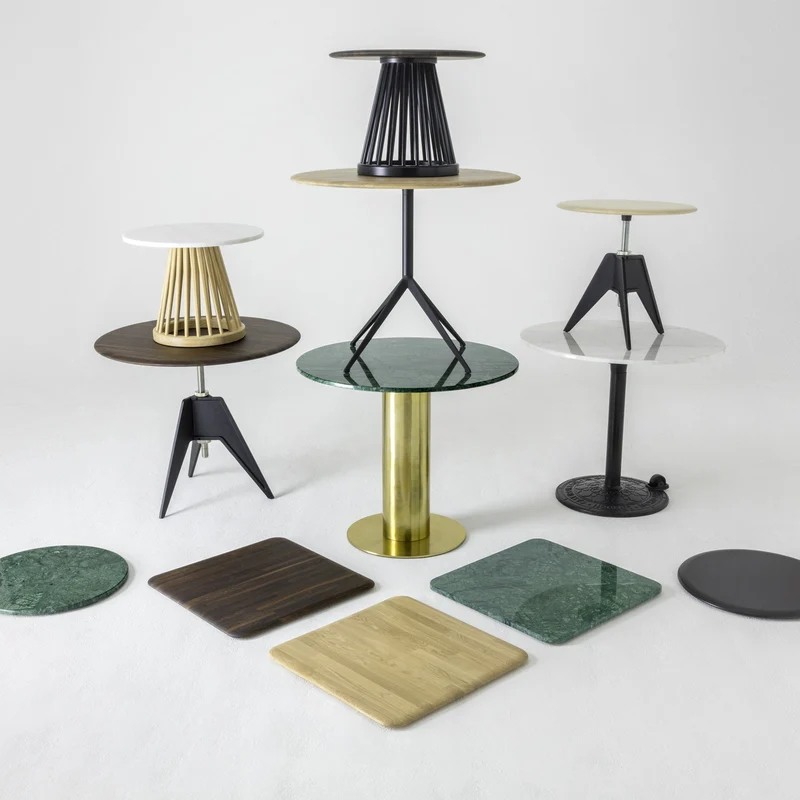 Table basse en marbre blanc et bois de bouleau noir Fan - Tom Dixon