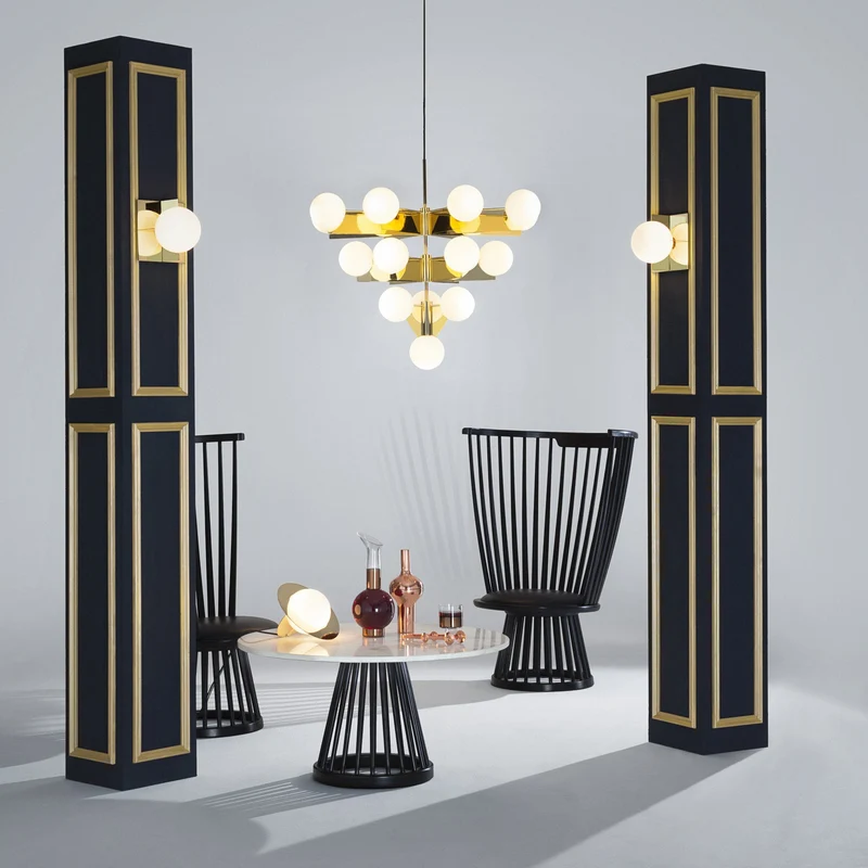 Table basse en marbre blanc et bois de bouleau noir Fan - Tom Dixon