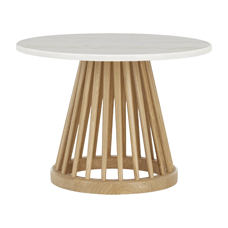 Table basse en marbre blanc et bois de chêne naturel Fan - Tom Dixon