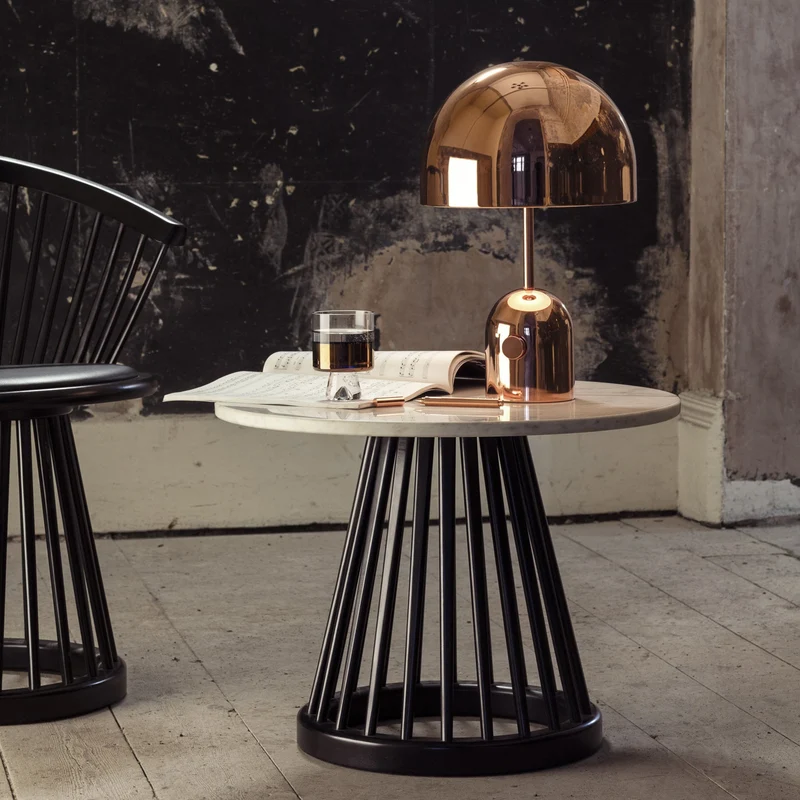 Table basse en marbre blanc et bois de chêne naturel Fan - Tom Dixon