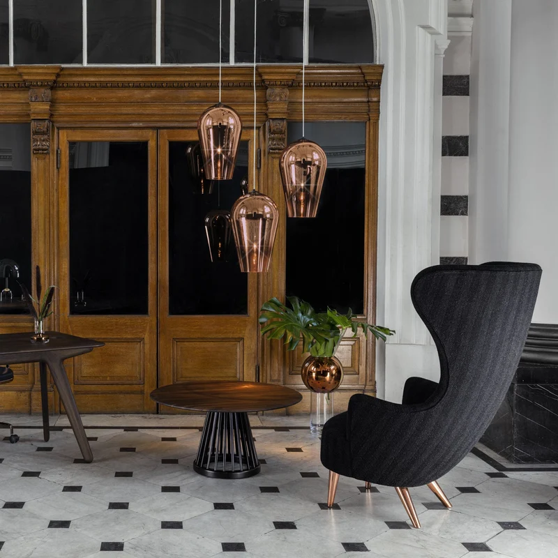 Table basse en marbre blanc et bois de chêne naturel Fan - Tom Dixon