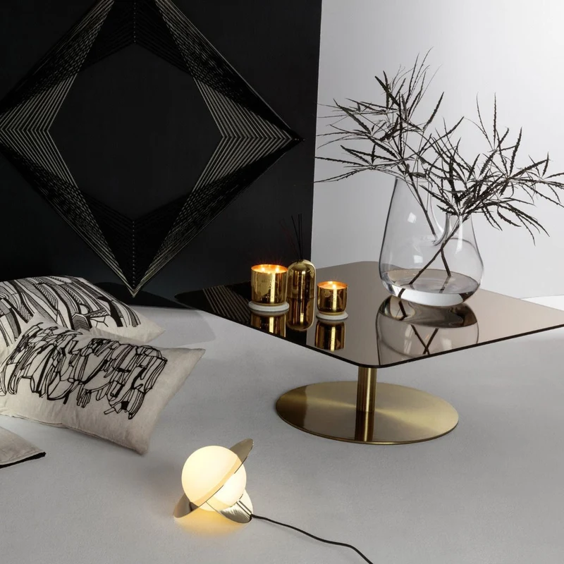 Table d'appoint ronde en fer plaqué laiton et en verre cuivré Flash - Tom Dixon