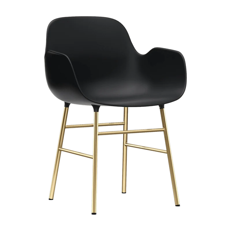 Chaise avec accoudoirs en laiton et pp noir Form - Normann Copenhagen