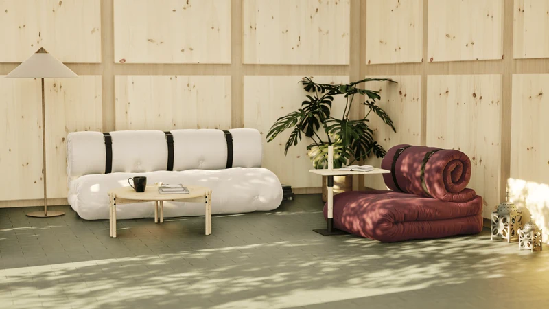 Fauteuil convertible en lit de jour écru Buckle-Up - Karup Design