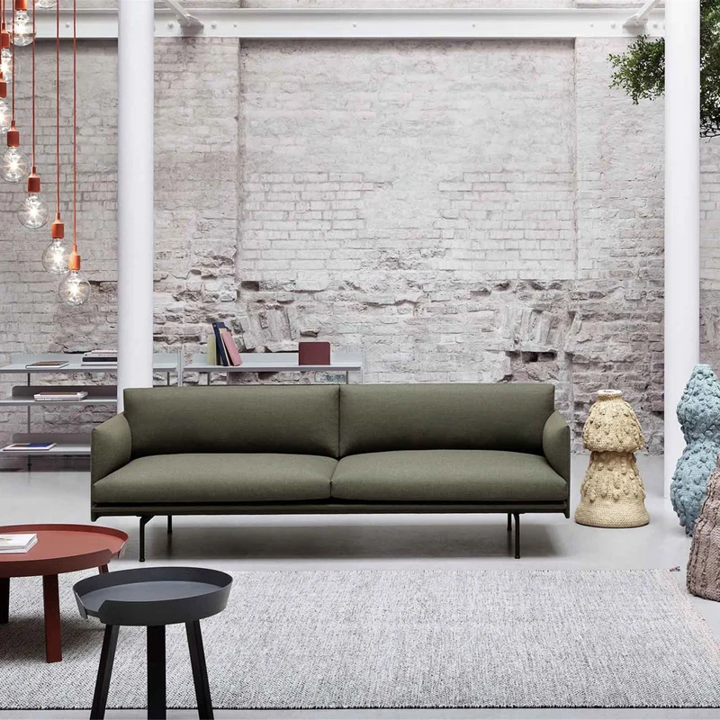 Canapé 3 places vert kaki Outline - Muuto