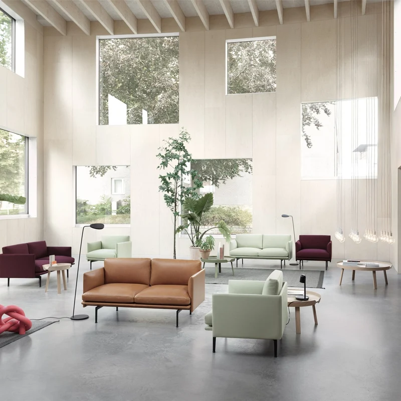 Canapé 3 places vert kaki Outline - Muuto