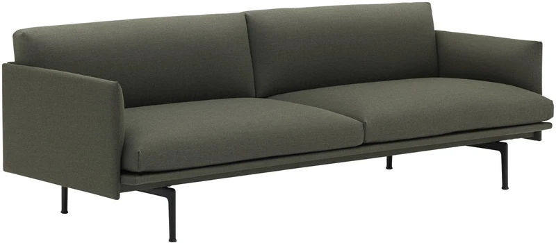 Canapé 3 places vert kaki Outline - Muuto