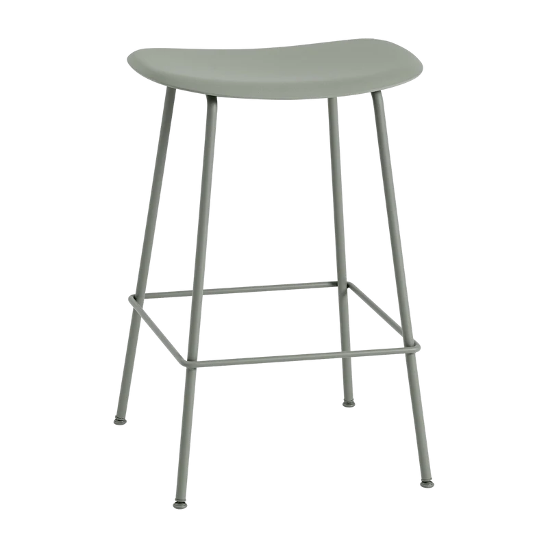 Tabouret de bar 65cm vert piétement tubes Fiber - Muuto