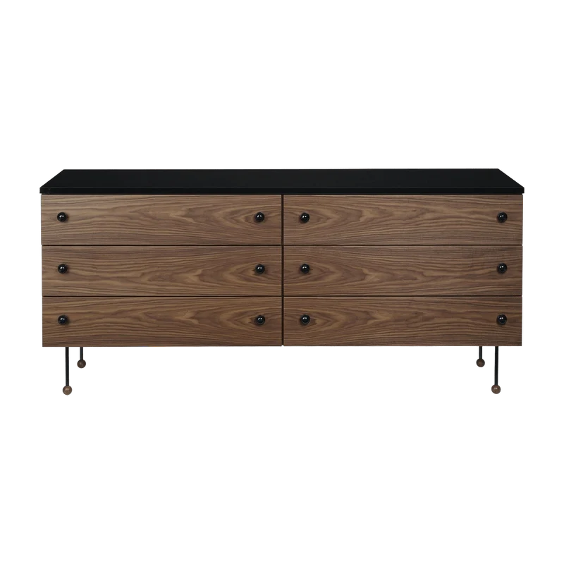Commode 6 tiroirs en noyer 62 Dresser - Gubi