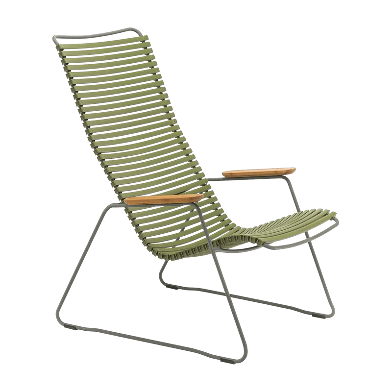 Chaise lounge en métal et plastique vert olive CLICK - Houe