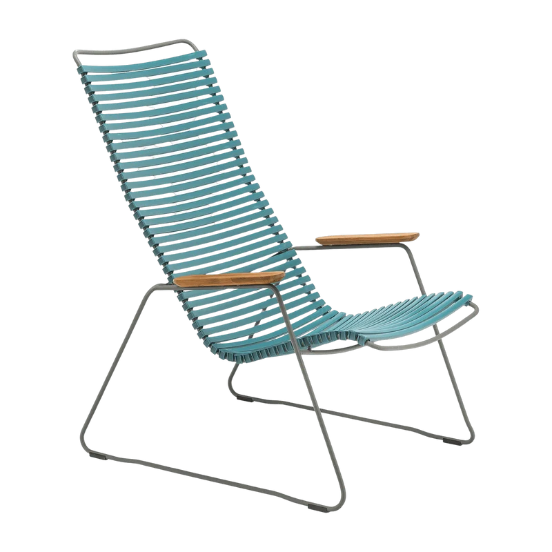 Chaise lounge en métal et plastique bleu pétrole CLICK - Houe