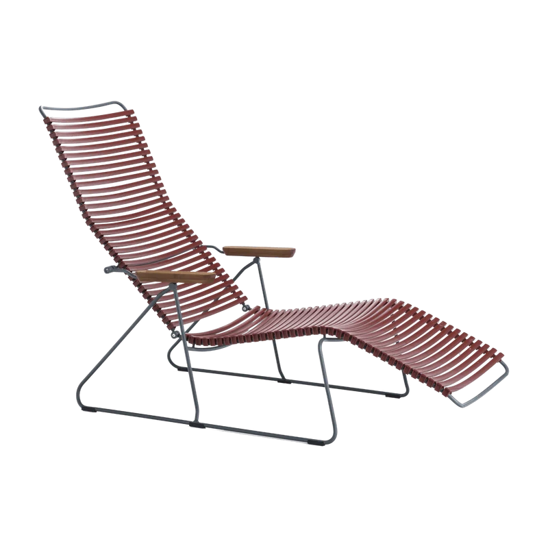 Chaise longue en métal et plastique et plastique rouge Paprika CLICK - Houe
