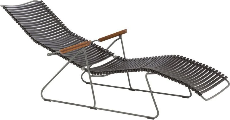 Chaise longue en métal et plastique et plastique noir CLICK - Houe