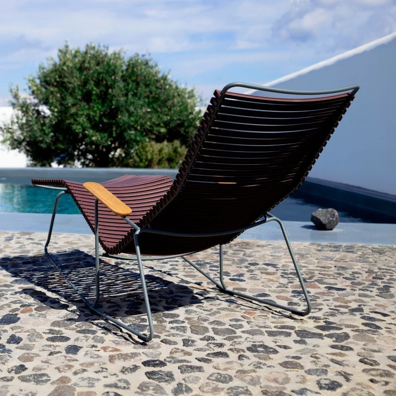 Chaise longue en métal et plastique et plastique noir CLICK - Houe