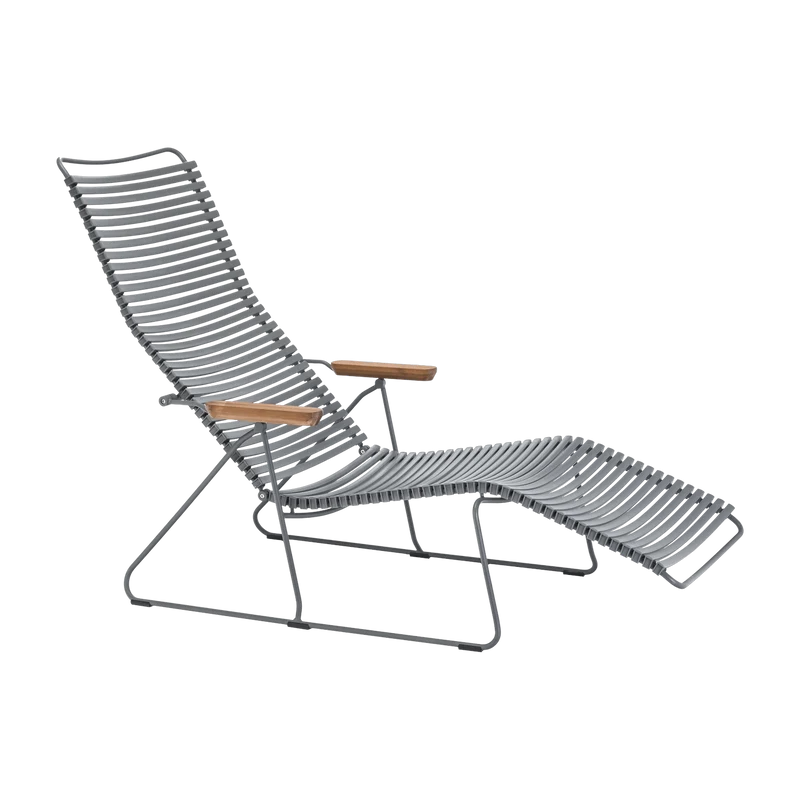 Chaise longue en métal et plastique et plastique gris foncé CLICK - Houe