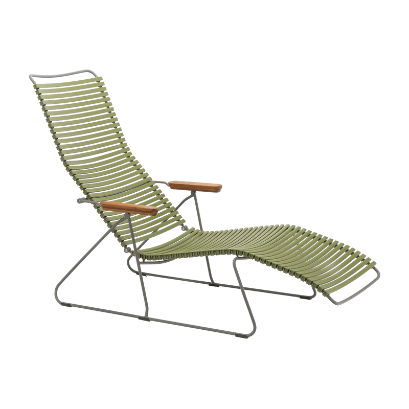 Chaise longue en métal et plastique et plastique vert olive CLICK - Houe