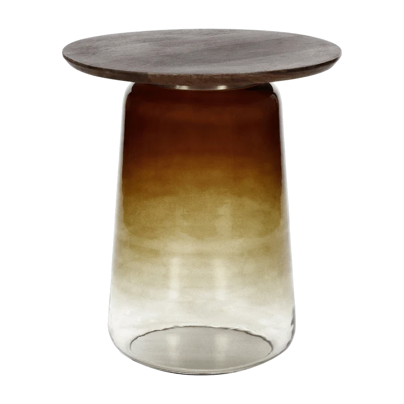 Table d'appoint en verre et manguier ambre 48 x H 55 cm Monroe - Pomax