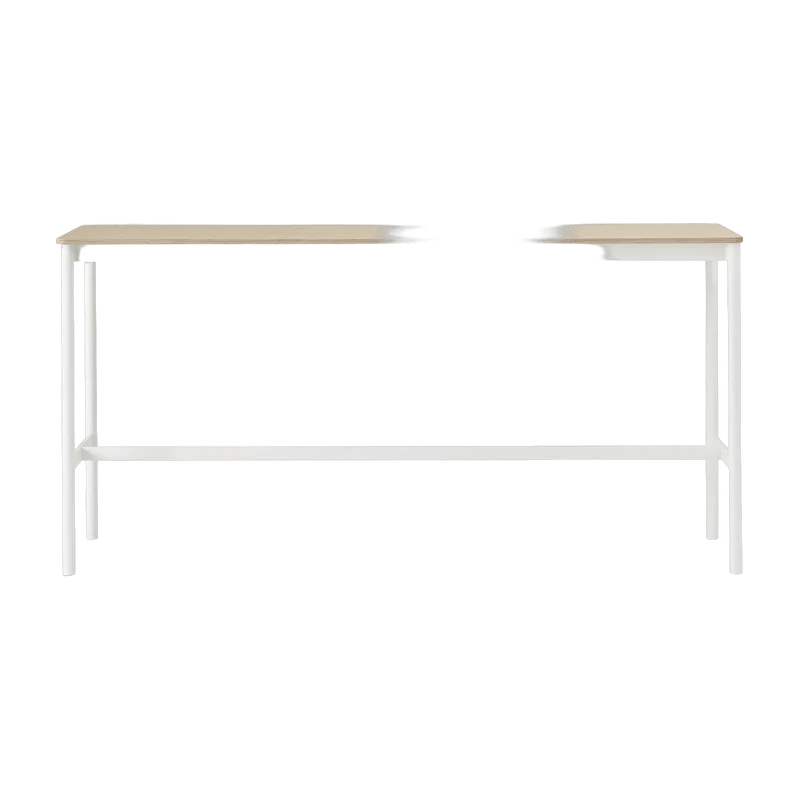 Table haute en chêne contreplaqué et piétement blanc 50 x 190 x 95 cm Base - Muuto