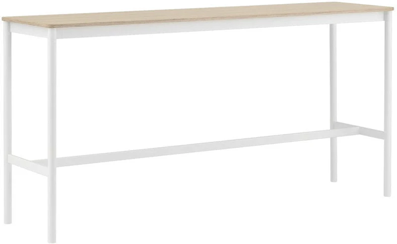 Table haute en chêne contreplaqué et piétement blanc 50 x 190 x 95 cm Base - Muuto