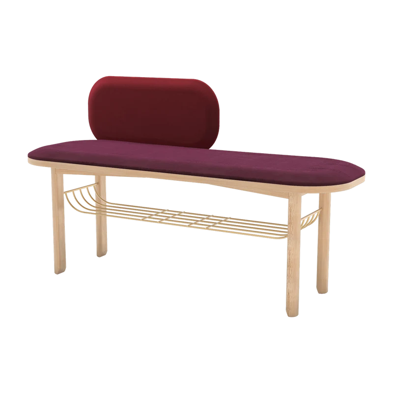 Banc velours rouge avec dossier Eustache - Hartô