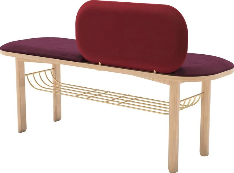 Banc velours rouge avec dossier Eustache - Hartô