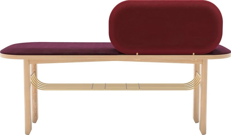 Banc velours rouge avec dossier Eustache - Hartô