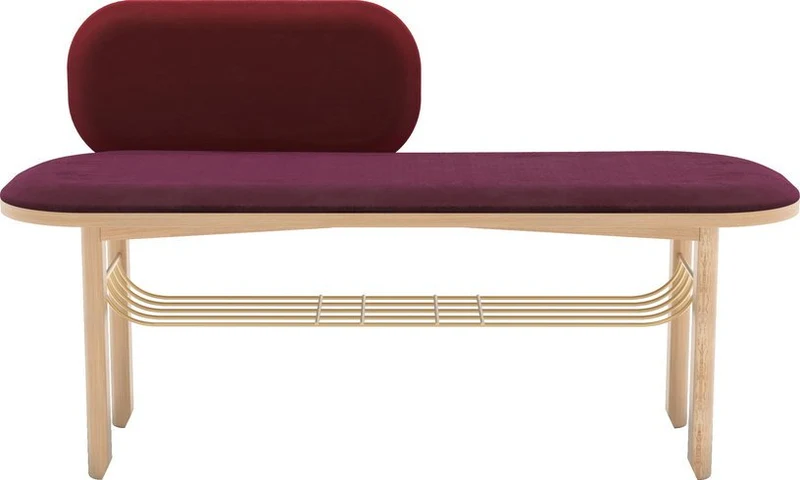 Banc velours rouge avec dossier Eustache - Hartô