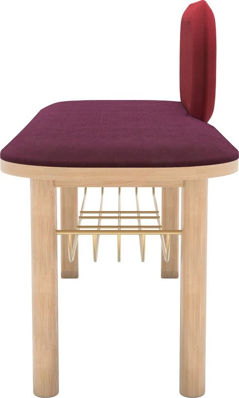 Banc velours rouge avec dossier Eustache - Hartô