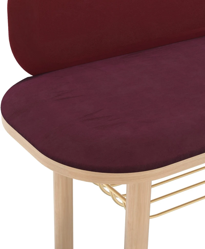 Banc velours rouge avec dossier Eustache - Hartô