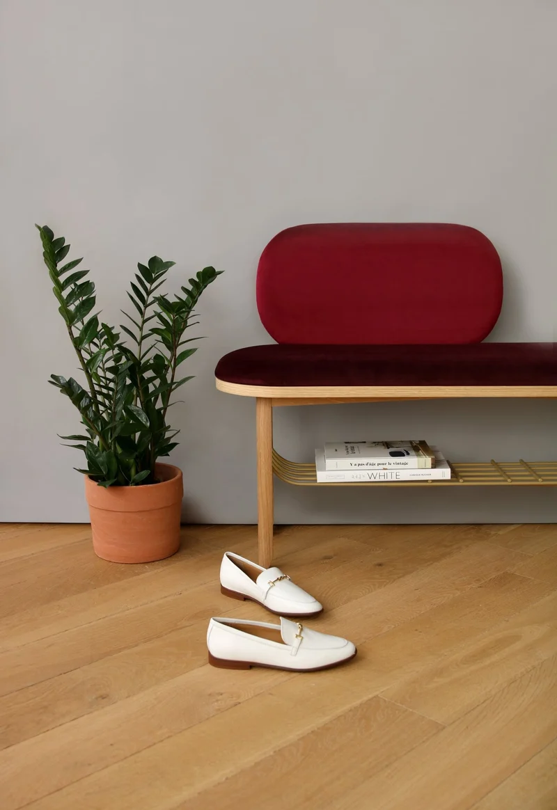 Banc velours rouge avec dossier Eustache - Hartô