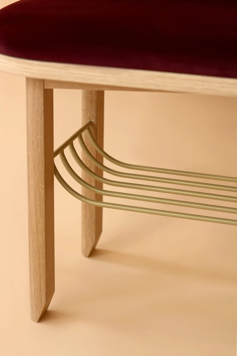 Banc velours rouge avec dossier Eustache - Hartô