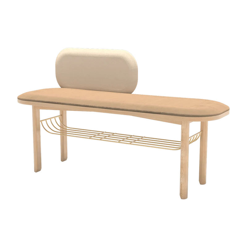 Banc velours camel avec dossier Eustache - Hartô