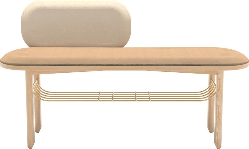 Banc velours camel avec dossier Eustache - Hartô