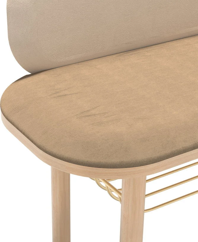 Banc velours camel avec dossier Eustache - Hartô