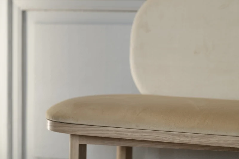Banc velours camel avec dossier Eustache - Hartô
