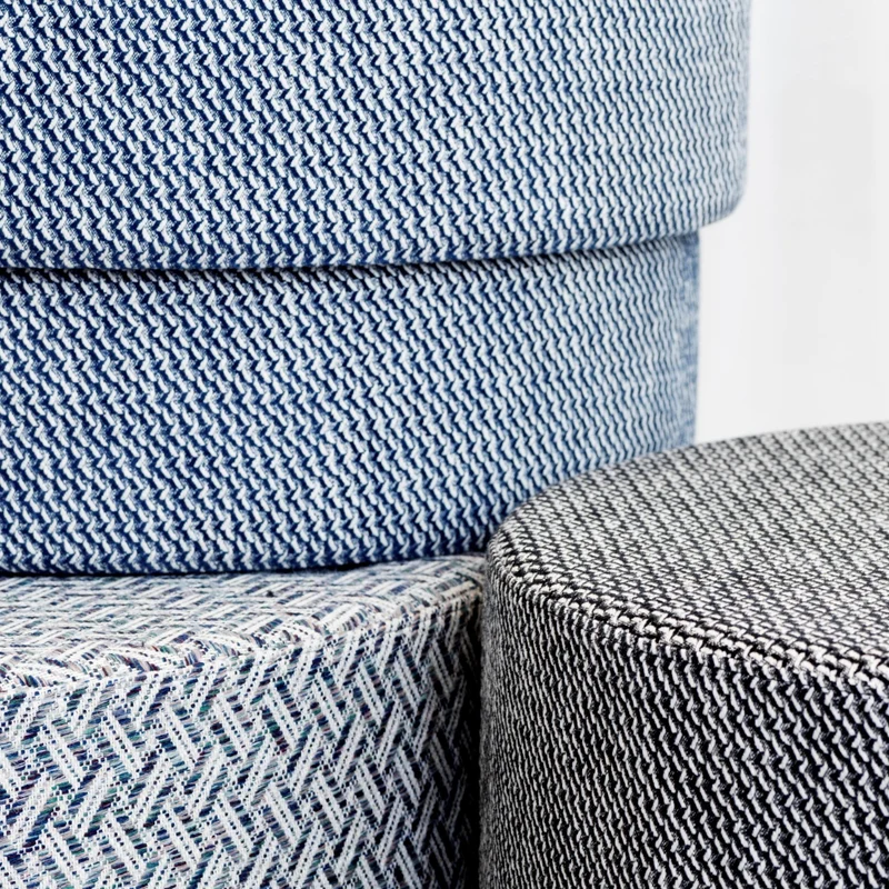 Pouf en tissu bleu Silo large Riviera bleu/Wynwood 8 Wynwood 8 - Normann Copenhagen