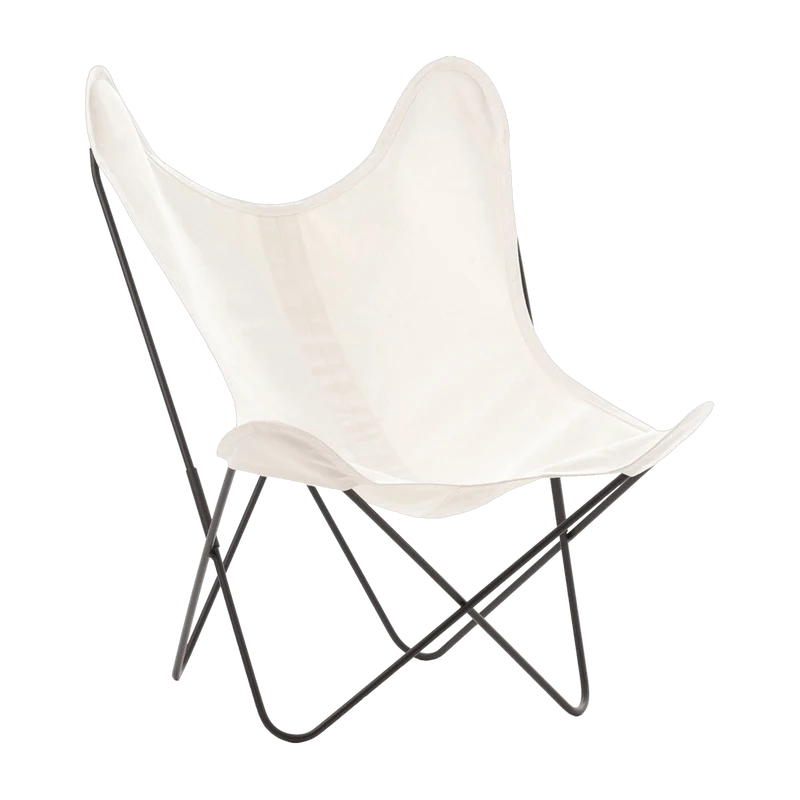 Fauteuil en coton blanc avec structure en acier noir Coton AA - Airborne