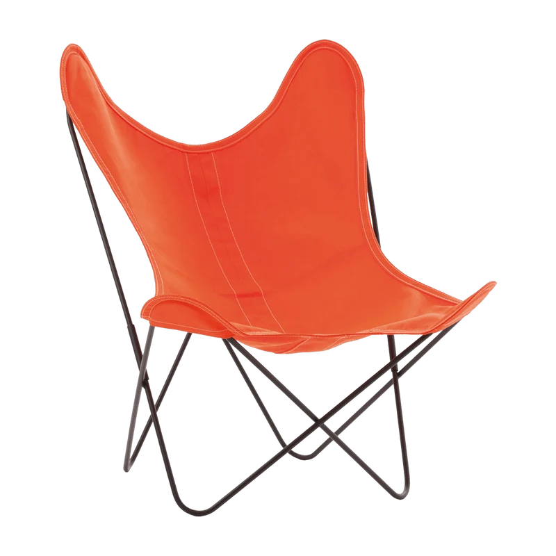 Fauteuil en coton orange avec structure en acier noir Coton AA - Airborne
