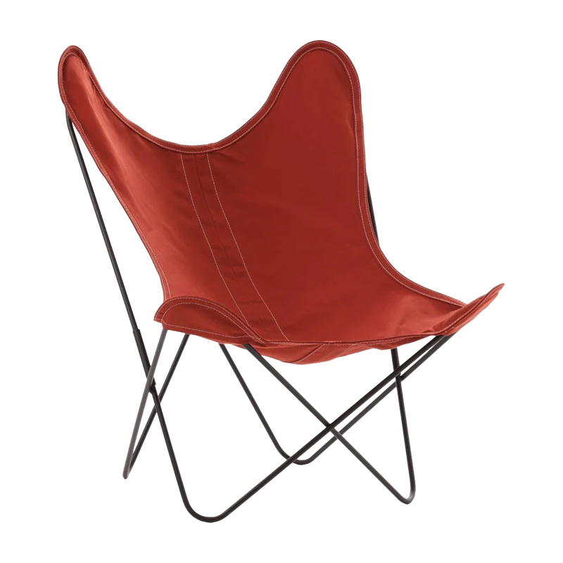 Fauteuil en coton terracotta avec structure en acier noir Islandais AA - Airborne