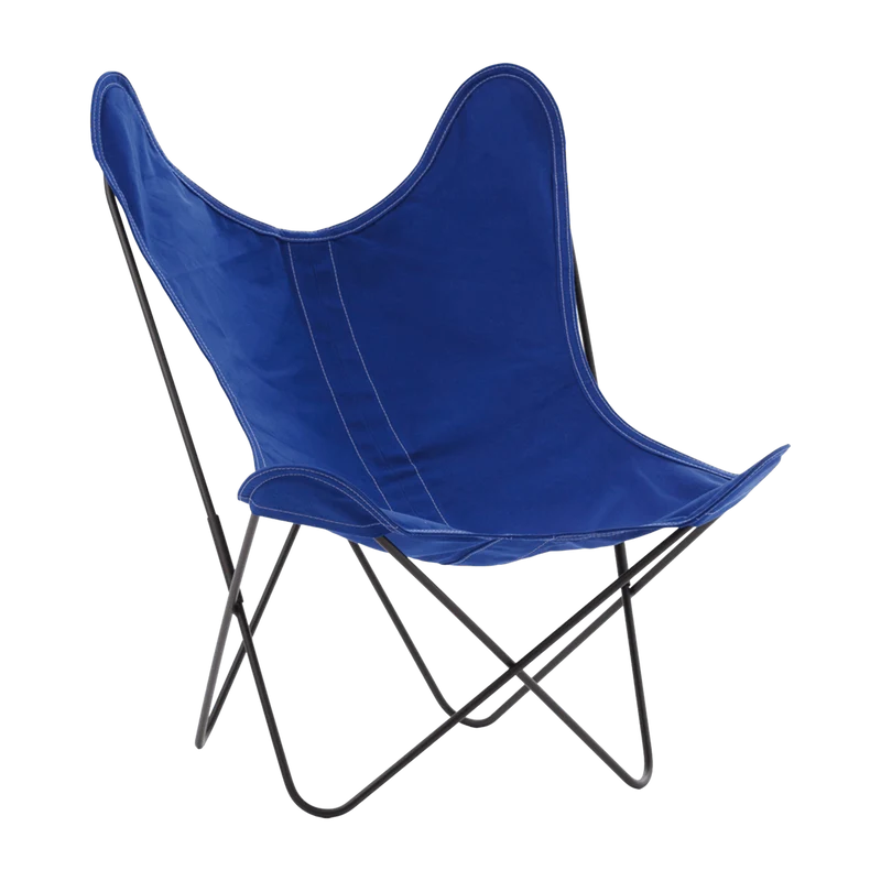 Fauteuil en coton bleu électrique avec structure en acier noir Coton AA - Airborne
