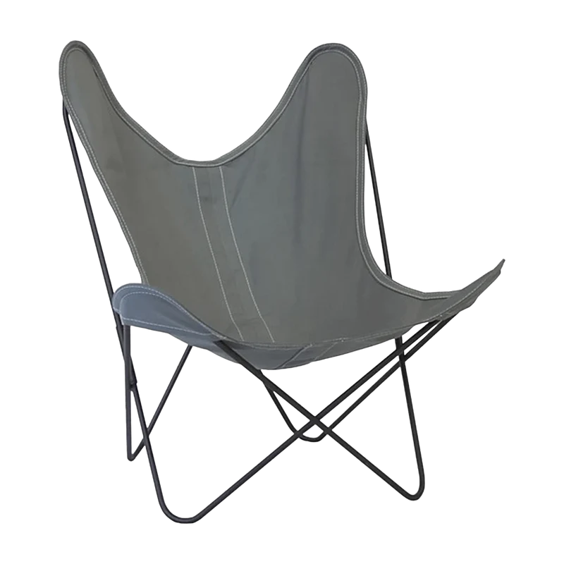 Fauteuil en coton gris avec structure en acier noir Coton AA - Airborne