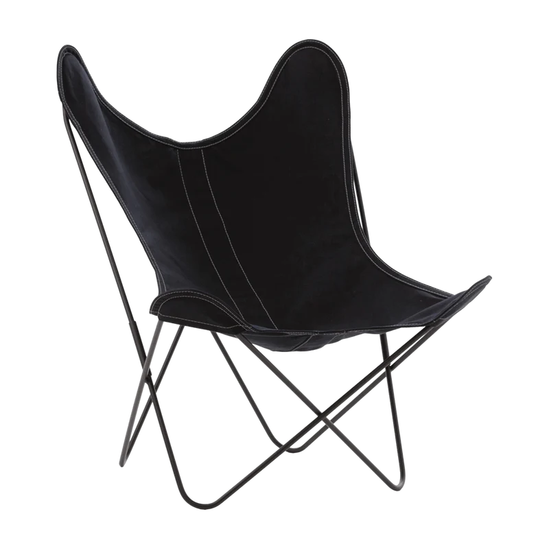 Fauteuil en coton noir avec structure en acier noir Coton AA - Airborne